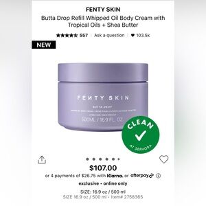 Fenty Skin Butta Dropz Whipped Body Cream 500ml